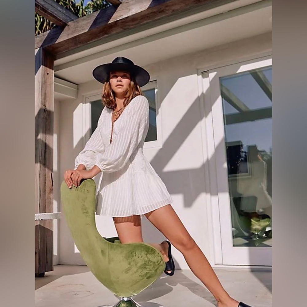 Free People patchwork of my dreams White Long Sleeve Dress